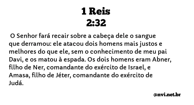 1 REIS 2:32 NVI NOVA VERSÃO INTERNACIONAL