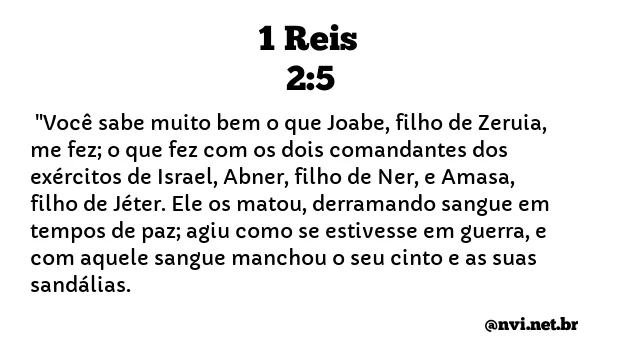 1 REIS 2:5 NVI NOVA VERSÃO INTERNACIONAL