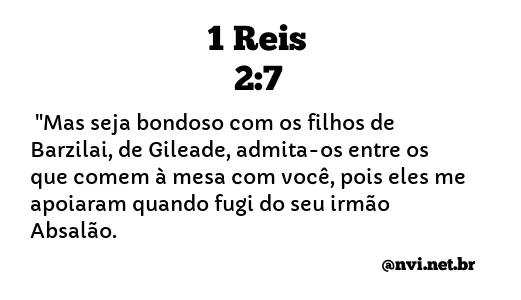 1 REIS 2:7 NVI NOVA VERSÃO INTERNACIONAL