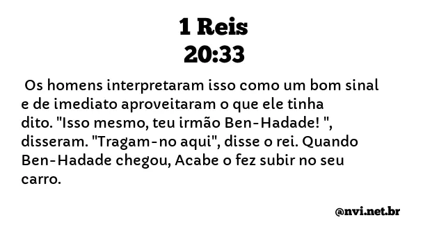 1 REIS 20:33 NVI NOVA VERSÃO INTERNACIONAL