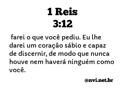 1 REIS 3:12 NVI NOVA VERSÃO INTERNACIONAL