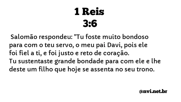 1 REIS 3:6 NVI NOVA VERSÃO INTERNACIONAL