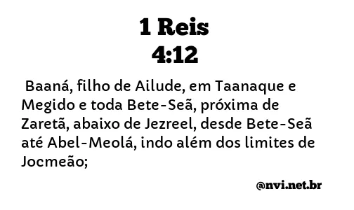 1 REIS 4:12 NVI NOVA VERSÃO INTERNACIONAL