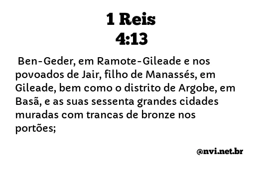 1 REIS 4:13 NVI NOVA VERSÃO INTERNACIONAL