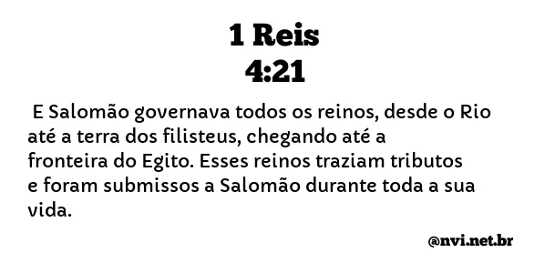 1 REIS 4:21 NVI NOVA VERSÃO INTERNACIONAL