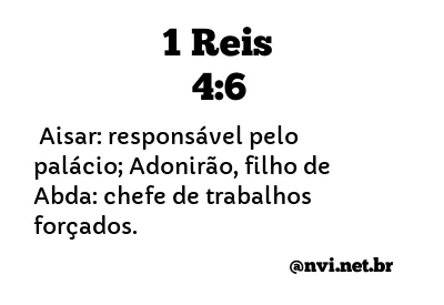 1 REIS 4:6 NVI NOVA VERSÃO INTERNACIONAL