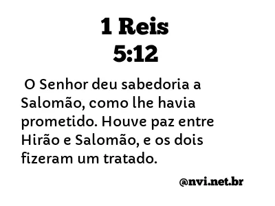 1 REIS 5:12 NVI NOVA VERSÃO INTERNACIONAL