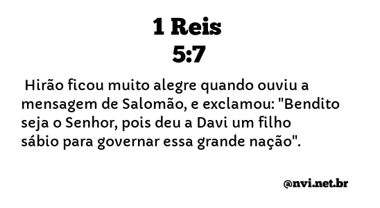 1 REIS 5:7 NVI NOVA VERSÃO INTERNACIONAL