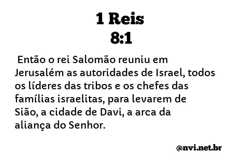 1 REIS 8:1 NVI NOVA VERSÃO INTERNACIONAL