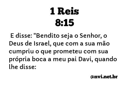 1 REIS 8:15 NVI NOVA VERSÃO INTERNACIONAL