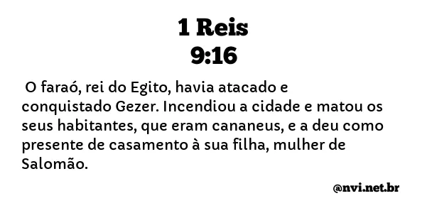 1 REIS 9:16 NVI NOVA VERSÃO INTERNACIONAL