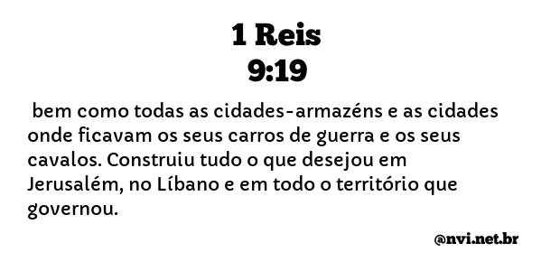 1 REIS 9:19 NVI NOVA VERSÃO INTERNACIONAL