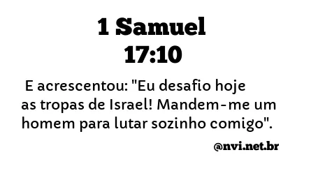 1 SAMUEL 17:10 NVI NOVA VERSÃO INTERNACIONAL