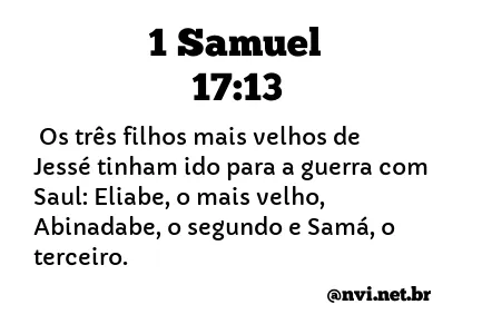 1 SAMUEL 17:13 NVI NOVA VERSÃO INTERNACIONAL