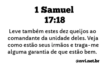 1 SAMUEL 17:18 NVI NOVA VERSÃO INTERNACIONAL