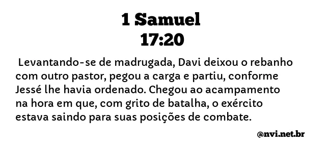 1 SAMUEL 17:20 NVI NOVA VERSÃO INTERNACIONAL