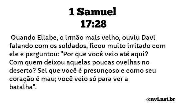 1 SAMUEL 17:28 NVI NOVA VERSÃO INTERNACIONAL