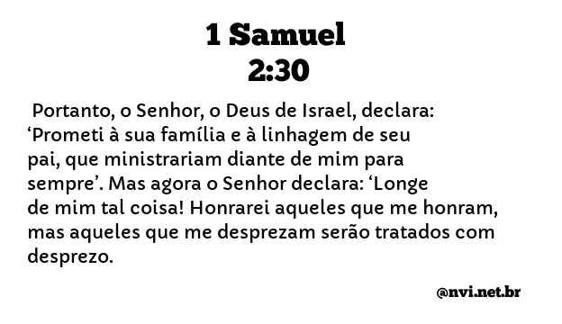 1 SAMUEL 2:30 NVI NOVA VERSÃO INTERNACIONAL