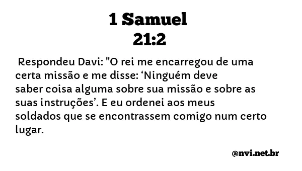 1 SAMUEL 21:2 NVI NOVA VERSÃO INTERNACIONAL