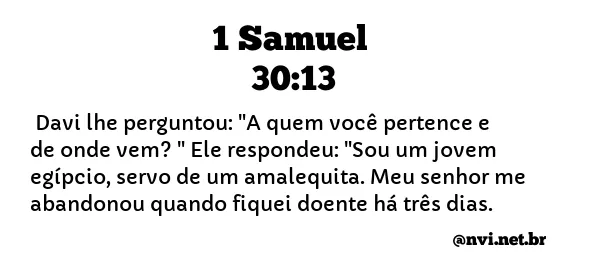 1 SAMUEL 30:13 NVI NOVA VERSÃO INTERNACIONAL