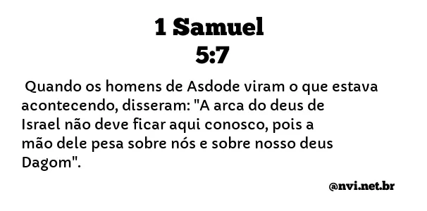 1 SAMUEL 5:7 NVI NOVA VERSÃO INTERNACIONAL