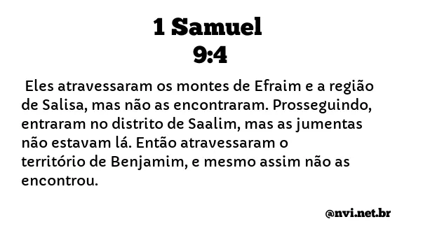 1 SAMUEL 9:4 NVI NOVA VERSÃO INTERNACIONAL