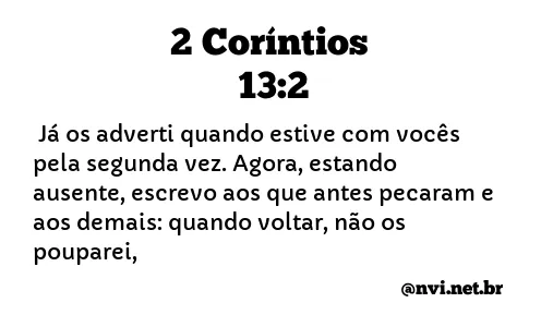 2 CORÍNTIOS 13:2 NVI NOVA VERSÃO INTERNACIONAL