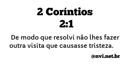 2 CORÍNTIOS 2:1 NVI NOVA VERSÃO INTERNACIONAL
