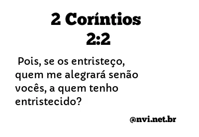 2 CORÍNTIOS 2:2 NVI NOVA VERSÃO INTERNACIONAL