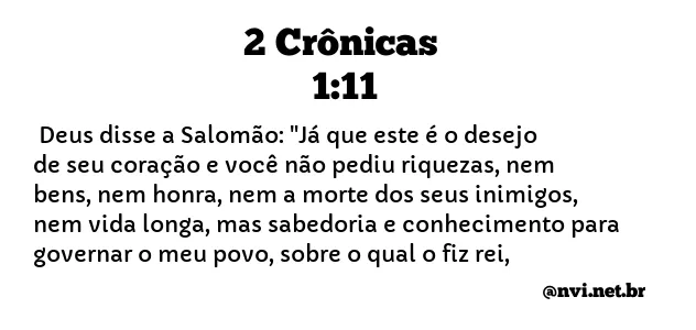 2 CRÔNICAS 1:11 NVI NOVA VERSÃO INTERNACIONAL