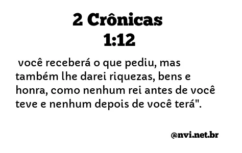 2 CRÔNICAS 1:12 NVI NOVA VERSÃO INTERNACIONAL