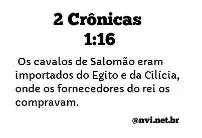 2 CRÔNICAS 1:16 NVI NOVA VERSÃO INTERNACIONAL