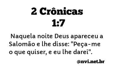 2 CRÔNICAS 1:7 NVI NOVA VERSÃO INTERNACIONAL