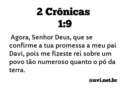 2 CRÔNICAS 1:9 NVI NOVA VERSÃO INTERNACIONAL