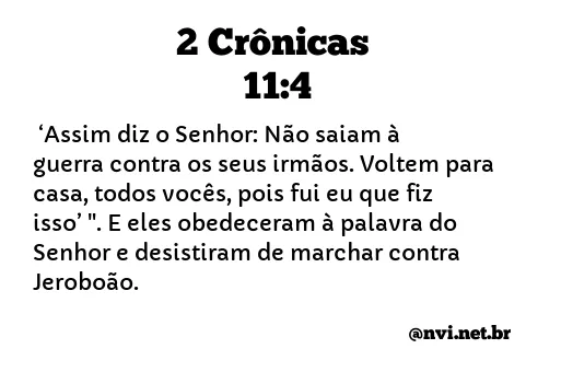 2 CRÔNICAS 11:4 NVI NOVA VERSÃO INTERNACIONAL