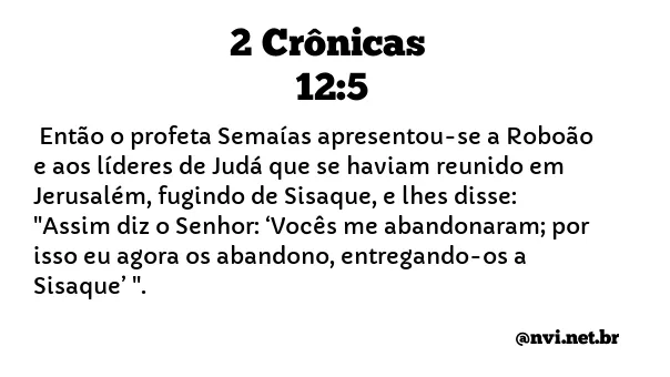 2 CRÔNICAS 12:5 NVI NOVA VERSÃO INTERNACIONAL