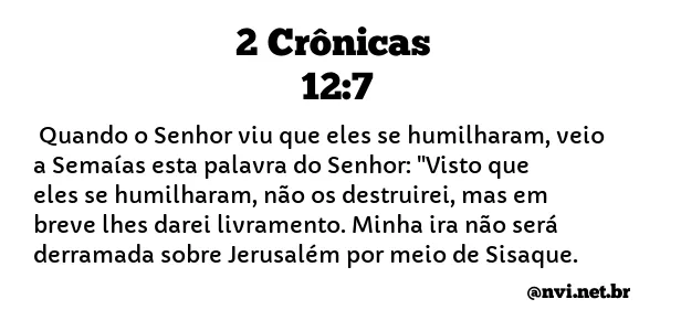 2 CRÔNICAS 12:7 NVI NOVA VERSÃO INTERNACIONAL