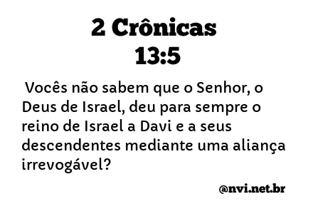 2 CRÔNICAS 13:5 NVI NOVA VERSÃO INTERNACIONAL