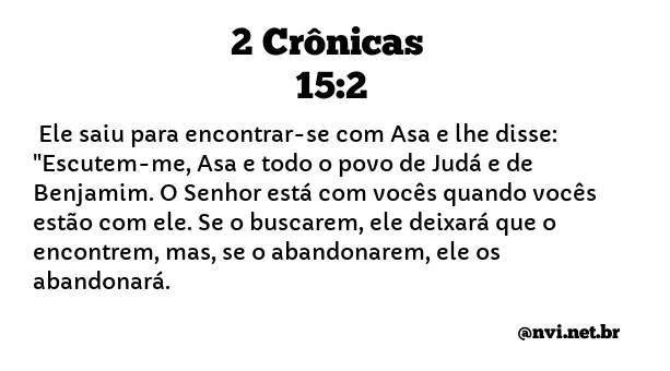 2 CRÔNICAS 15:2 NVI NOVA VERSÃO INTERNACIONAL