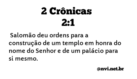 2 CRÔNICAS 2:1 NVI NOVA VERSÃO INTERNACIONAL