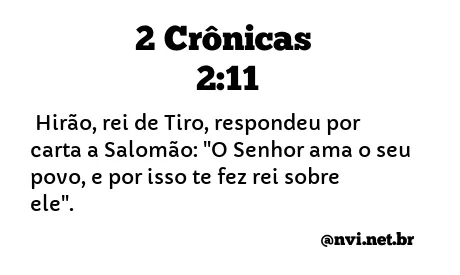 2 CRÔNICAS 2:11 NVI NOVA VERSÃO INTERNACIONAL