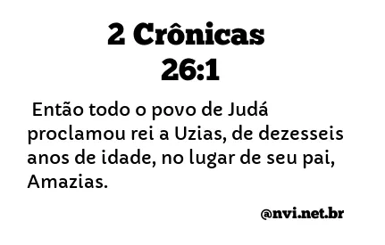 2 CRÔNICAS 26:1 NVI NOVA VERSÃO INTERNACIONAL