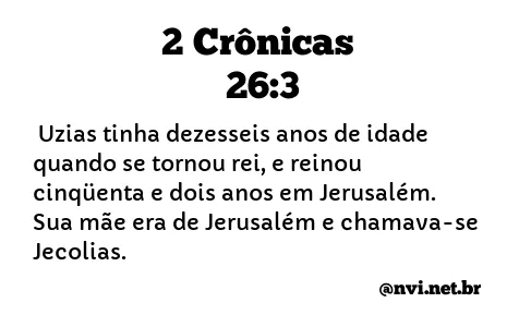 2 CRÔNICAS 26:3 NVI NOVA VERSÃO INTERNACIONAL