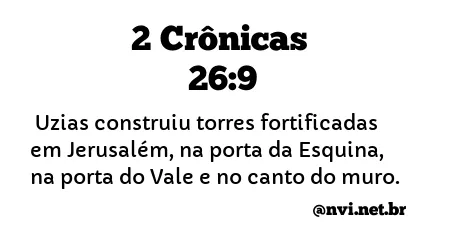 2 CRÔNICAS 26:9 NVI NOVA VERSÃO INTERNACIONAL