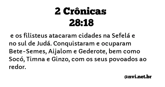 2 CRÔNICAS 28:18 NVI NOVA VERSÃO INTERNACIONAL