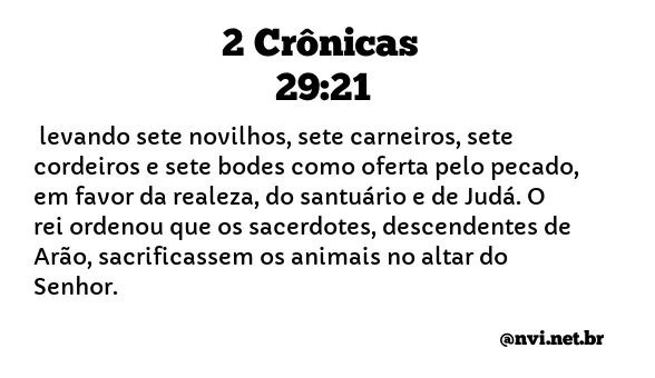 2 CRÔNICAS 29:21 NVI NOVA VERSÃO INTERNACIONAL