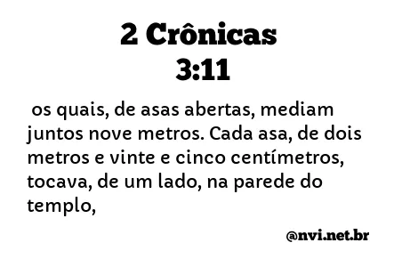 2 CRÔNICAS 3:11 NVI NOVA VERSÃO INTERNACIONAL