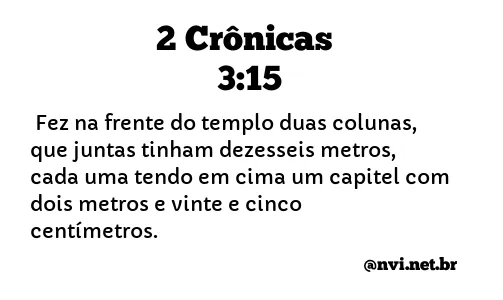 2 CRÔNICAS 3:15 NVI NOVA VERSÃO INTERNACIONAL