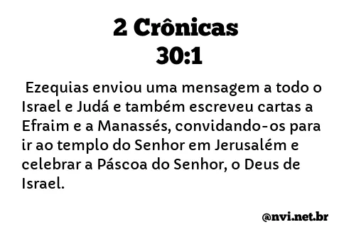 2 CRÔNICAS 30:1 NVI NOVA VERSÃO INTERNACIONAL