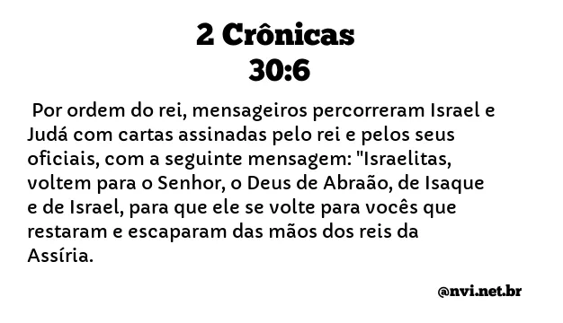 2 CRÔNICAS 30:6 NVI NOVA VERSÃO INTERNACIONAL